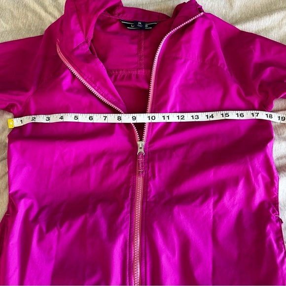Lands' End Bright Pink Windbreaker Lightweight Zip Jacket With Velcro Pockets - Picture 13 of 14